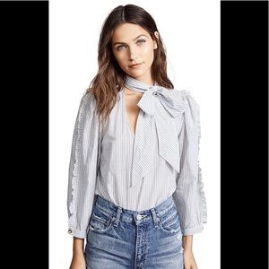 Ulla Johnson Blouse Bow Striped Neck Tie Julie 8